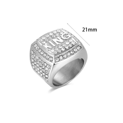 Hip-Hop Modern Style Classic Style Letter Titanium Steel Plating Inlay Rhinestones 18K Gold Plated Unisex Rings