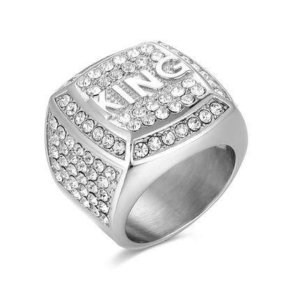 Hip-Hop Modern Style Classic Style Letter Titanium Steel Plating Inlay Rhinestones 18K Gold Plated Unisex Rings