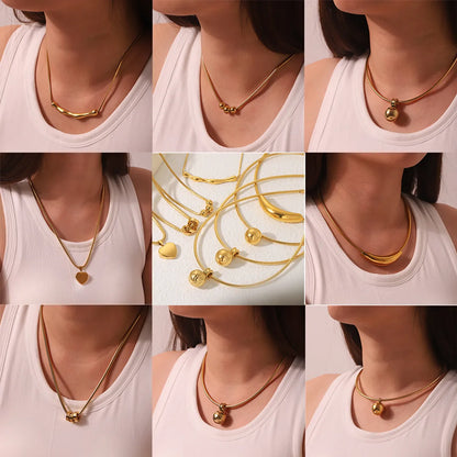 Hip-hop Modern Style Classic Style Round Heart Shape Ball Stainless Steel Plating 18k Gold Plated Necklace