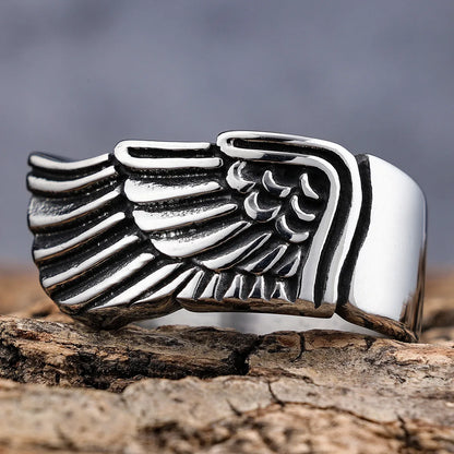 Hip-Hop Modern Style Cool Style Wings 316 Stainless Steel  Men'S Rings