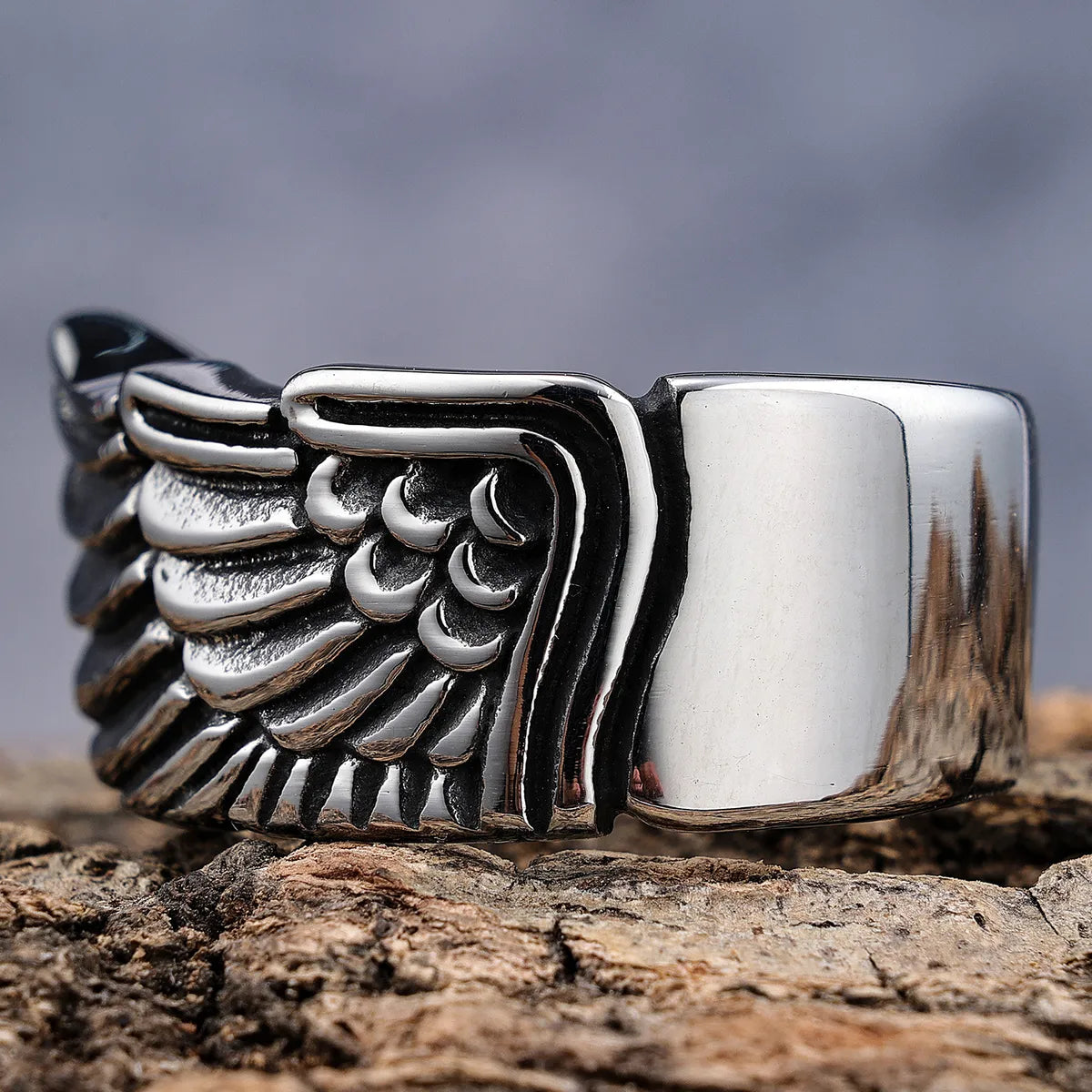 Hip-Hop Modern Style Cool Style Wings 316 Stainless Steel  Men'S Rings