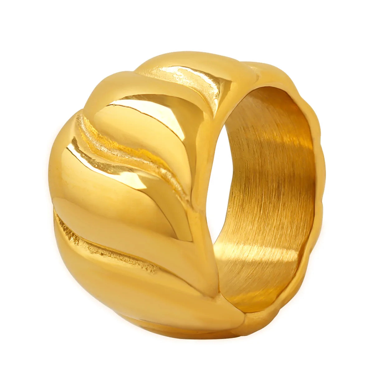 Hip-hop Modern Style Simple Style Solid Color Titanium Steel Plating 18k Gold Plated Rings