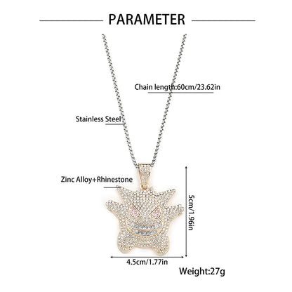 Hip-Hop Monster Zinc Alloy 201 Stainless Steel Inlay Rhinestones Men'S Pendant Necklace