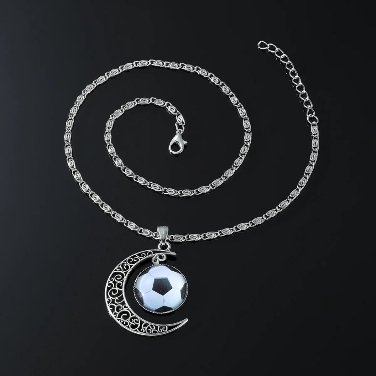 Hip-Hop Moon Football Alloy Plating Hollow Out Men'S Pendant Necklace