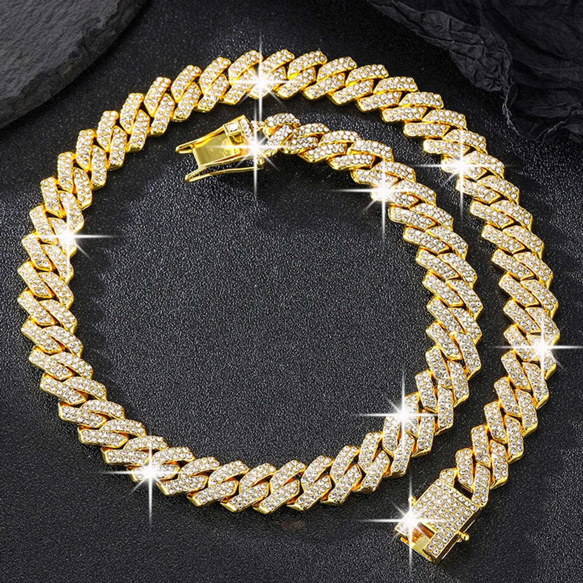 Hip-hop Necklace Alloy Inlay Rhinestones Men's Necklace