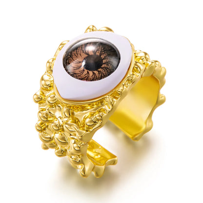 Hip-Hop Oversized Eye Alloy Inlay Resin Halloween Unisex Open Rings