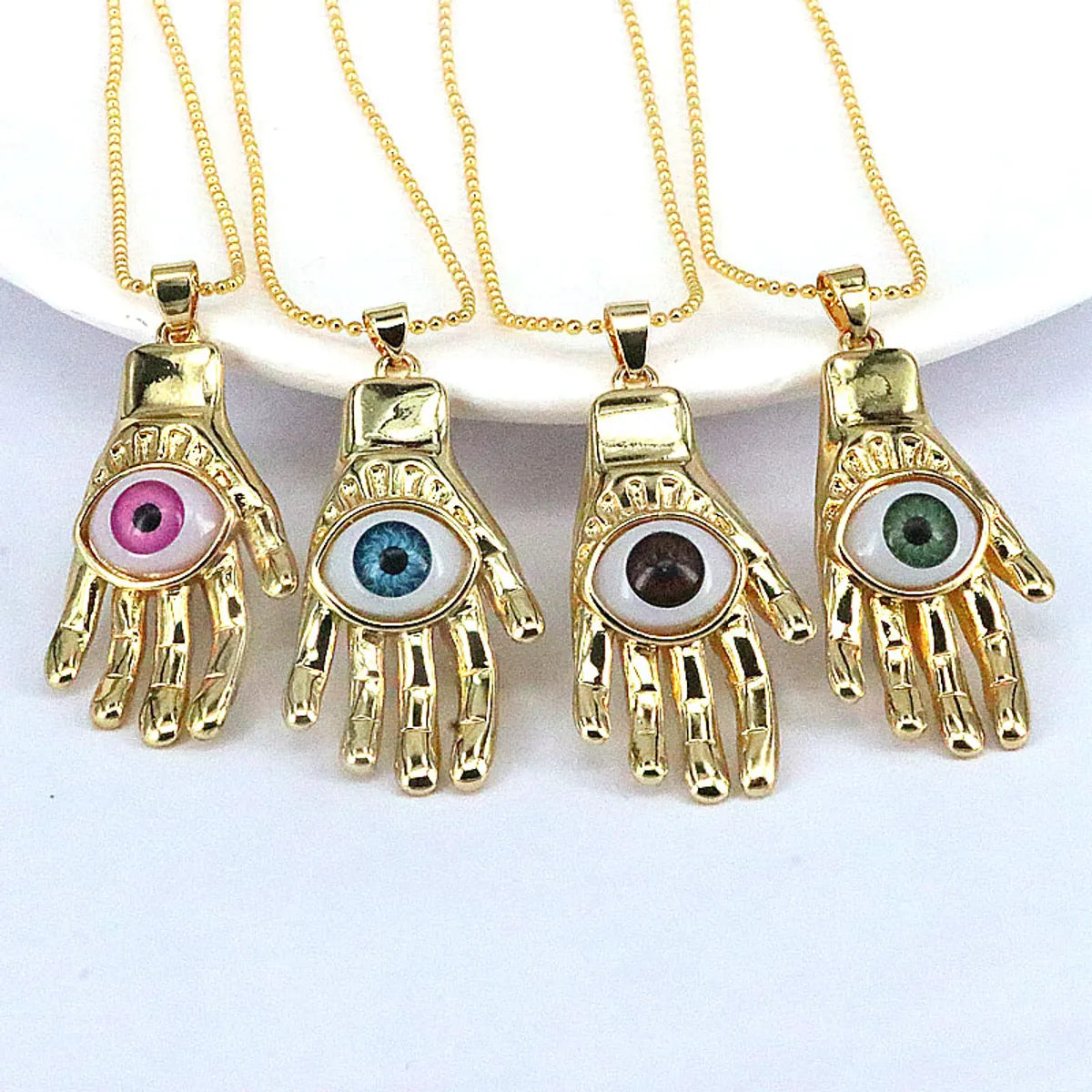 Hip-hop Palm Eye Copper Gold Plated Pendant Necklace 1 Piece