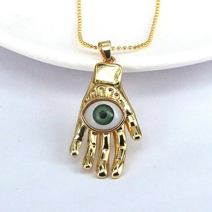 Hip-hop Palm Eye Copper Gold Plated Pendant Necklace 1 Piece