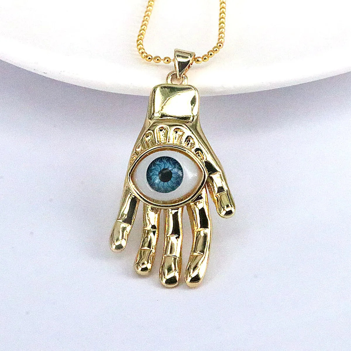 Hip-hop Palm Eye Copper Gold Plated Pendant Necklace 1 Piece