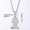 Hip-Hop Palm  304 Stainless Steel Copper Plating Chain Inlay Zircon K Gold Plated Rhodium Plated Men'S Necklace Pendant