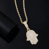 Hip-Hop Palm  304 Stainless Steel Copper Plating Chain Inlay Zircon K Gold Plated Rhodium Plated Men'S Necklace Pendant