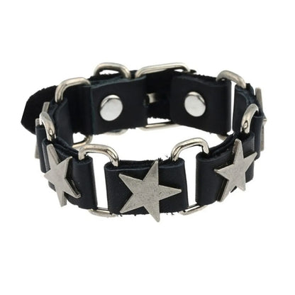 Hip-Hop Pentagram Alloy Leather Iron Men'S Bracelets