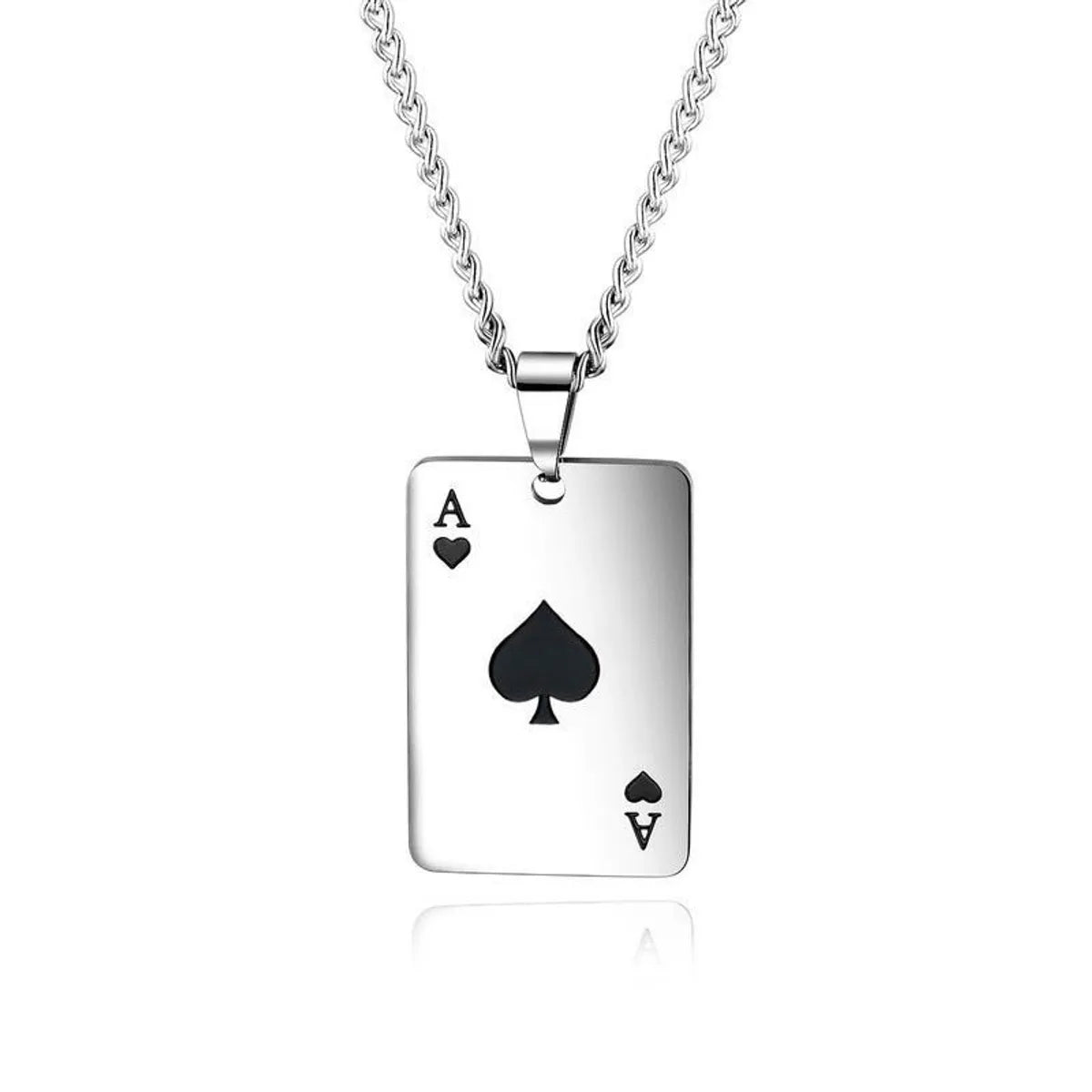 Hip-Hop Poker Alloy Titanium Steel Enamel Men'S Pendant Necklace