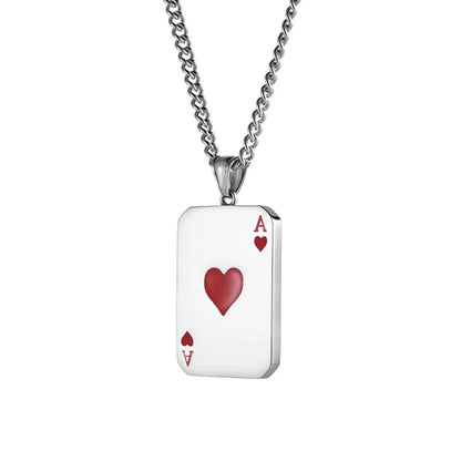 Hip-Hop Poker Alloy Titanium Steel Enamel Men'S Pendant Necklace