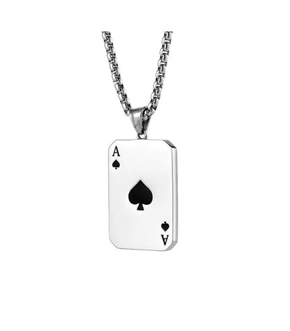 Hip-Hop Poker Alloy Titanium Steel Enamel Men'S Pendant Necklace