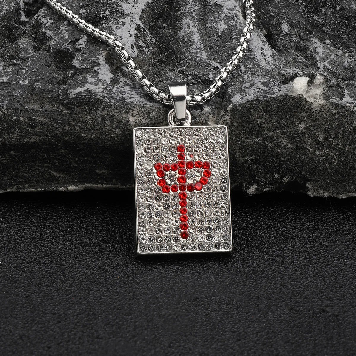 Hip-Hop Robot Mahjong Poker Zinc Alloy 201 Stainless Steel Inlay Rhinestones Men'S Pendant Necklace