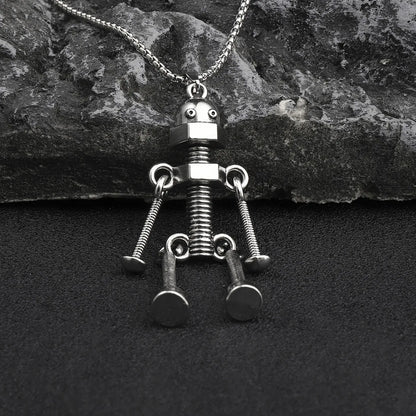 Hip-Hop Robot Mahjong Poker Zinc Alloy 201 Stainless Steel Inlay Rhinestones Men'S Pendant Necklace