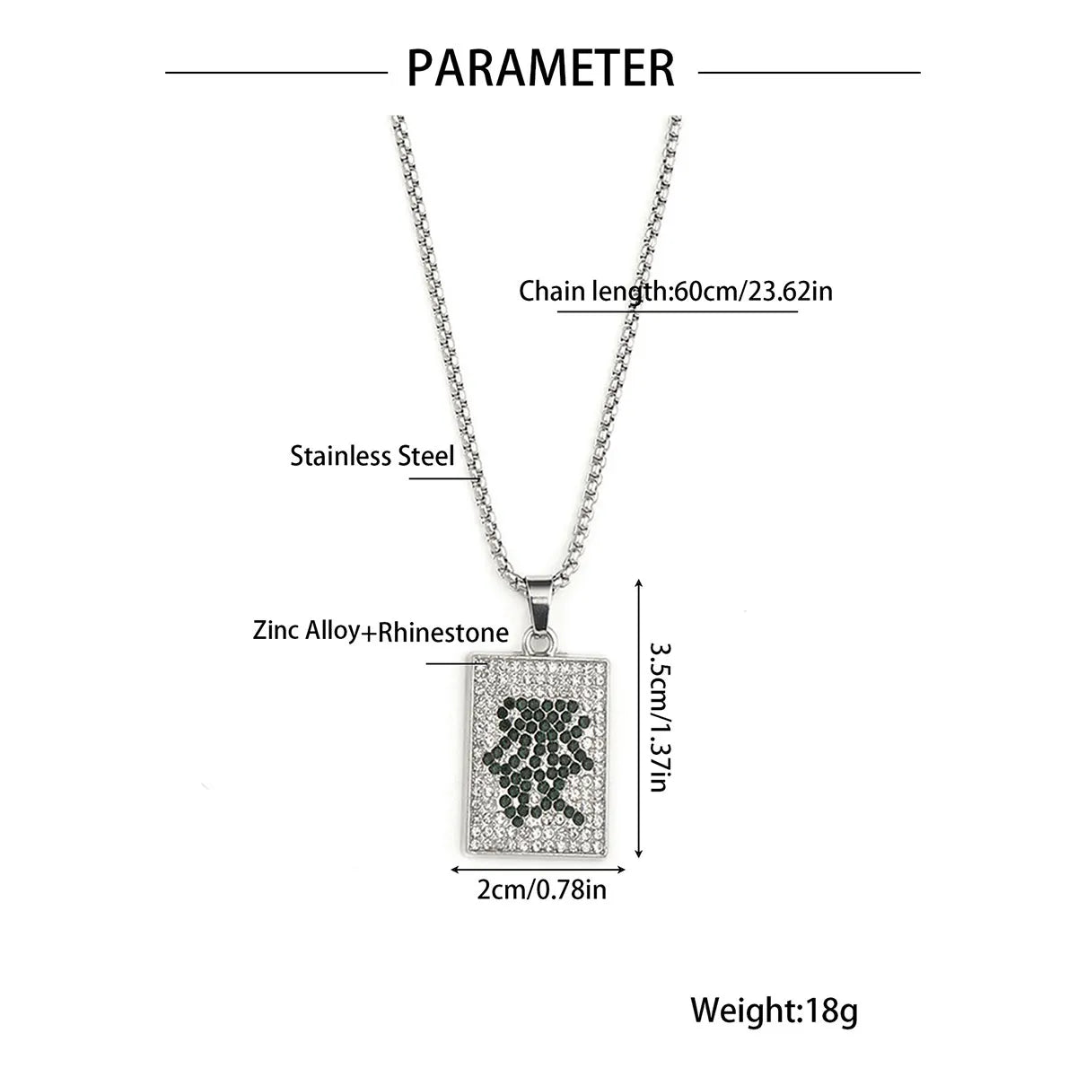 Hip-Hop Robot Mahjong Poker Zinc Alloy 201 Stainless Steel Inlay Rhinestones Men'S Pendant Necklace