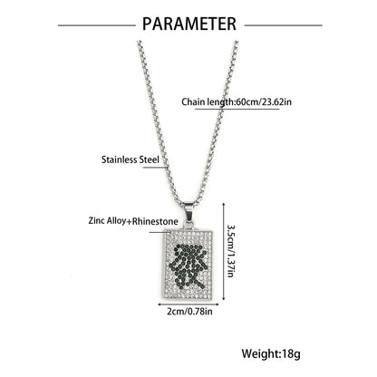 Hip-Hop Robot Mahjong Poker Zinc Alloy 201 Stainless Steel Inlay Rhinestones Men'S Pendant Necklace