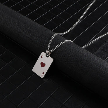 Hip-Hop Poker Stainless Steel Alloy Titanium Steel Plating Unisex Pendant Necklace Long Necklace