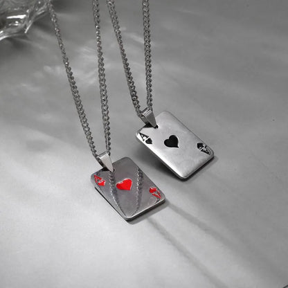 Hip-Hop Poker Stainless Steel Plating Pendant Necklace 1 Piece