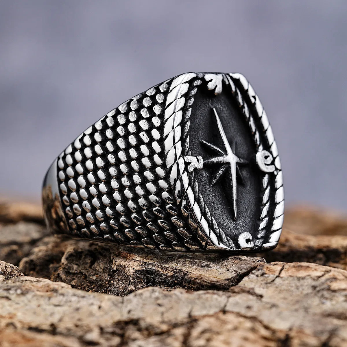 Hip-Hop Punk Compass 304 Stainless Steel Men'S Rings