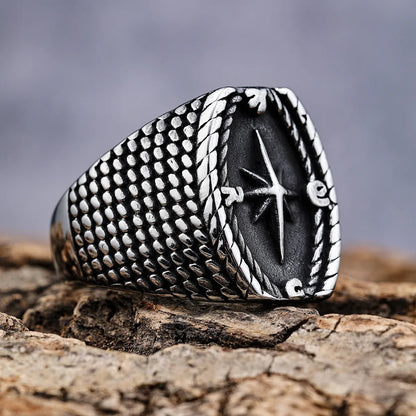 Hip-Hop Punk Compass 304 Stainless Steel Men'S Rings