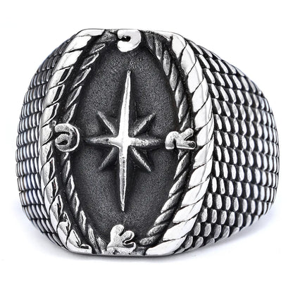 Hip-Hop Punk Compass 304 Stainless Steel Men'S Rings