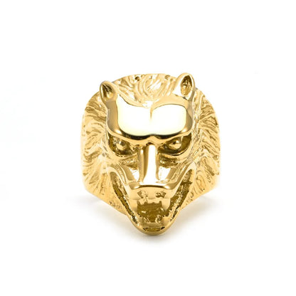 Hip-Hop Punk Cool Style Animal 304 Stainless Steel Carving 18K Gold Plated Men'S Rings