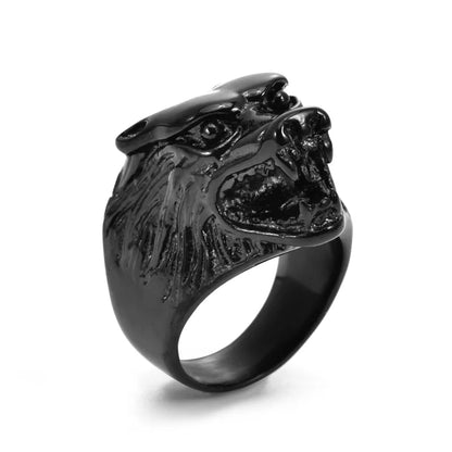 Hip-Hop Punk Cool Style Animal 304 Stainless Steel Carving 18K Gold Plated Men'S Rings