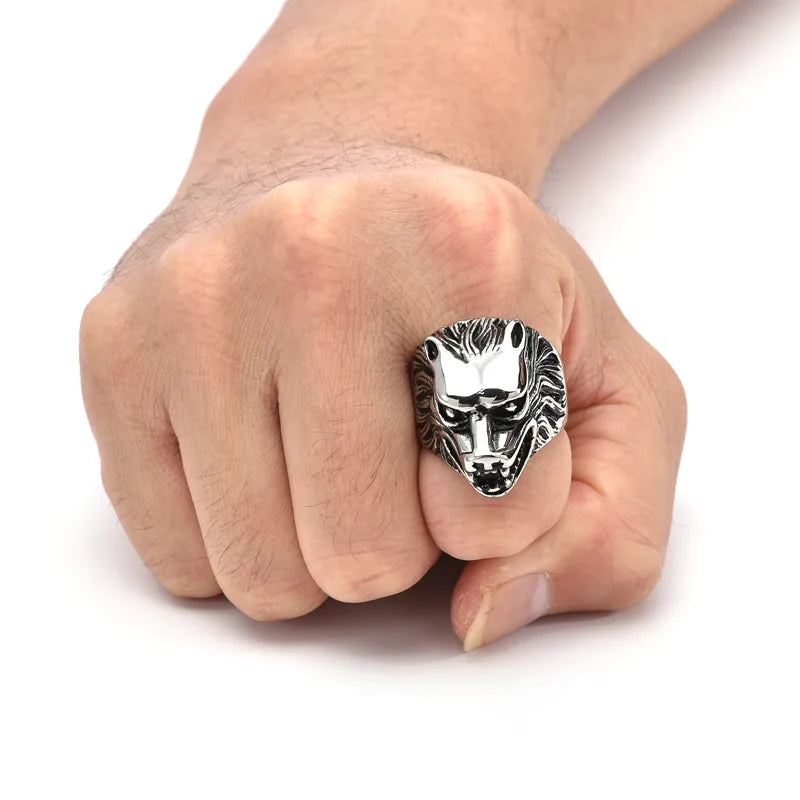 Hip-Hop Punk Cool Style Animal 304 Stainless Steel Carving 18K Gold Plated Men'S Rings