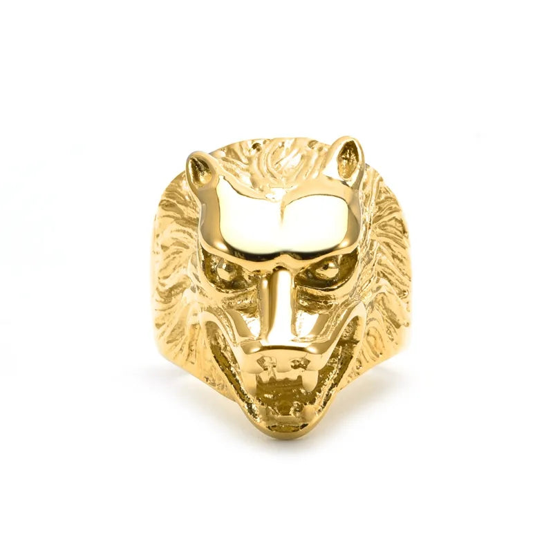 Hip-Hop Punk Cool Style Animal 304 Stainless Steel Carving 18K Gold Plated Men'S Rings