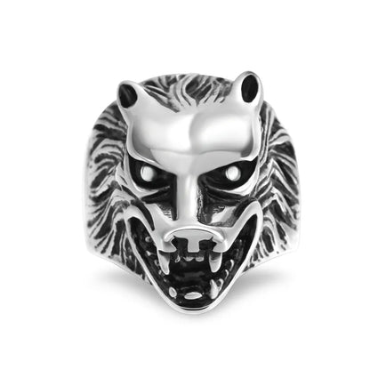 Hip-Hop Punk Cool Style Animal 304 Stainless Steel Carving 18K Gold Plated Men'S Rings