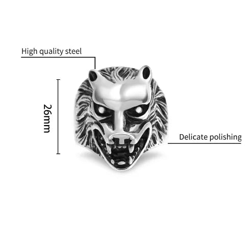 Hip-Hop Punk Cool Style Animal 304 Stainless Steel Carving 18K Gold Plated Men'S Rings