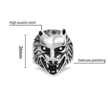 Hip-Hop Punk Cool Style Animal 304 Stainless Steel Carving 18K Gold Plated Men'S Rings