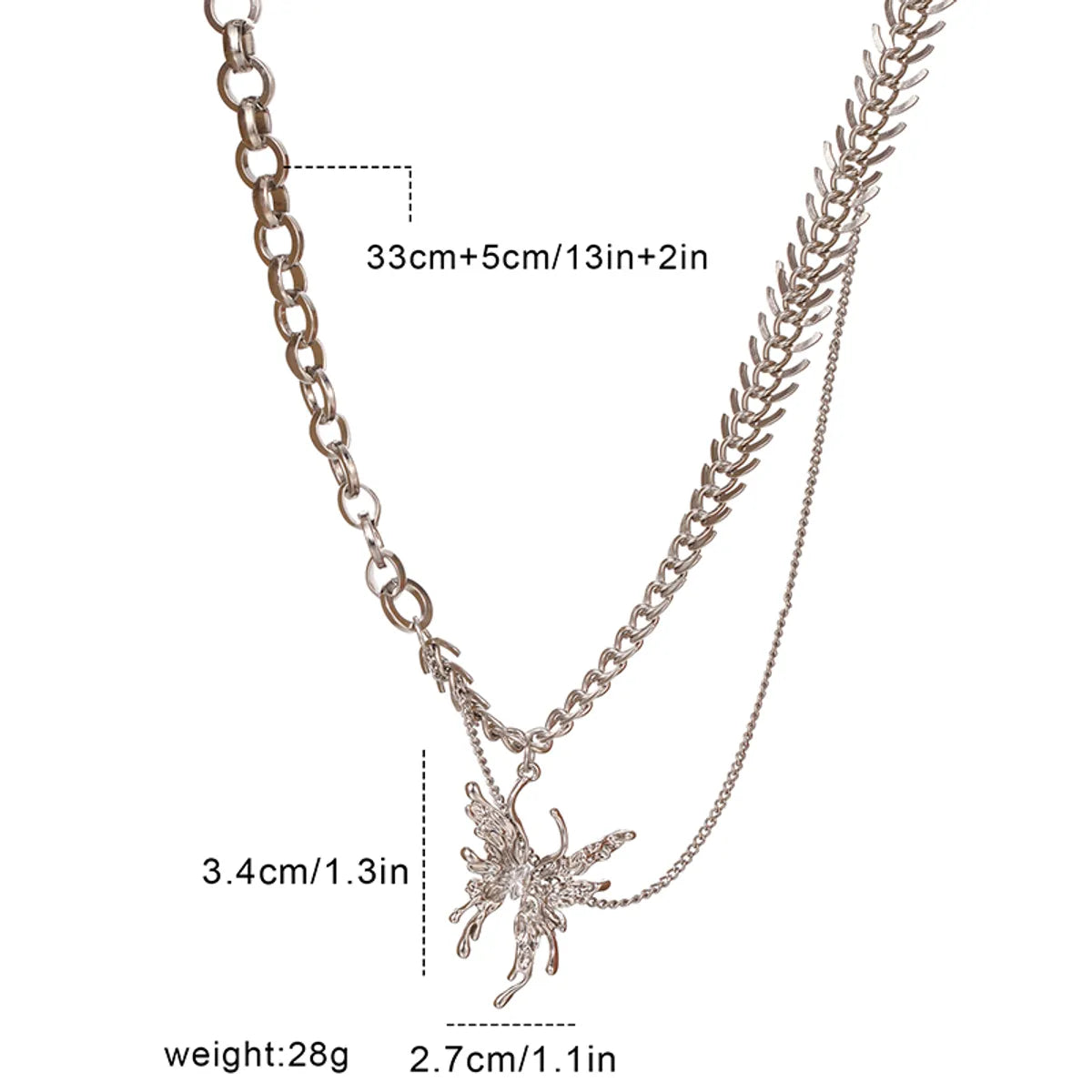 Hip-hop Punk Cool Style Butterfly Alloy Women's Pendant Necklace