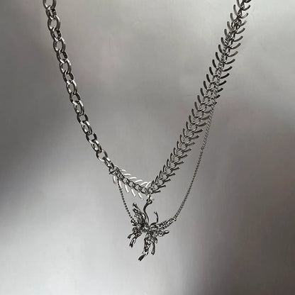 Hip-hop Punk Cool Style Butterfly Alloy Women's Pendant Necklace