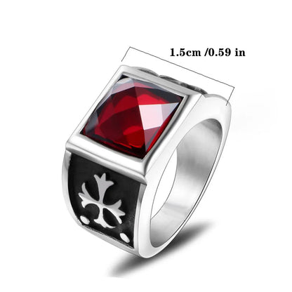 Hip-Hop Punk Cool Style Cross 304 Stainless Steel Polishing Inlay Zircon Men'S Rings