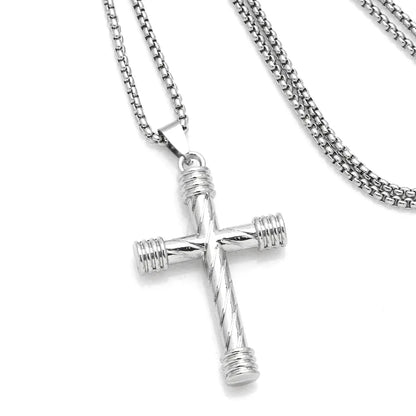 Hip-Hop Punk Cool Style Cross Stainless Steel Alloy Plating Unisex Pendant Necklace Long Necklace