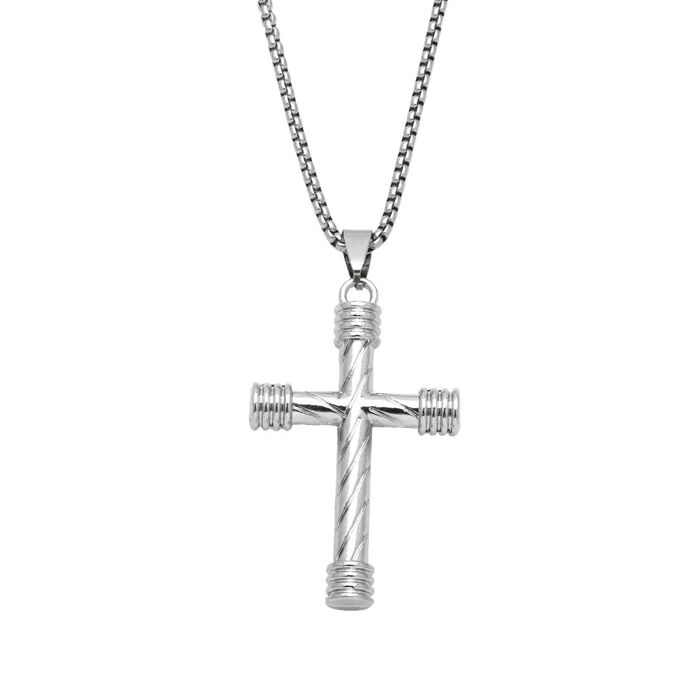 Hip-Hop Punk Cool Style Cross Stainless Steel Alloy Plating Unisex Pendant Necklace Long Necklace