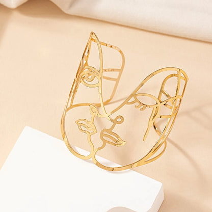 Hip-hop Punk Cool Style Human Face Iron Plating Gold Plated Women's Bangle