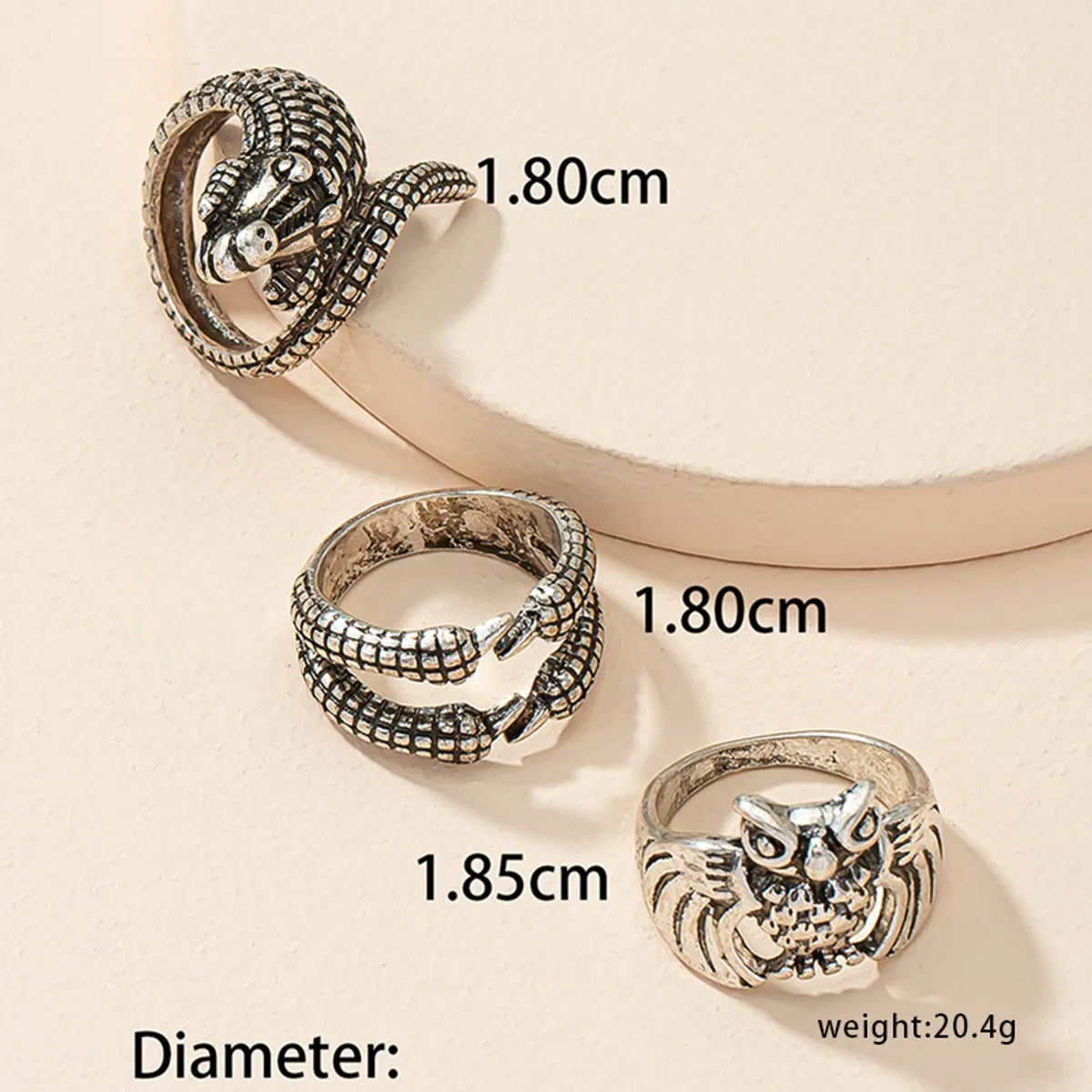 Hip-hop Punk Cool Style Owl Alloy Unisex Open Rings