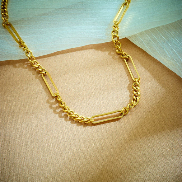 Hip Hop Punk Creative Stitching Titanium Steel Heavy Industry Chain Jewelry Necklace With Geometric Pattern And Electroplating Treatment