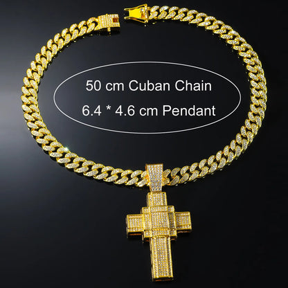 Hip-Hop Punk Cross Alloy Plating Inlay Rhinestones Men'S Pendant Necklace