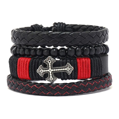 Hip-Hop Punk Cross Pu Leather Unisex Bracelets