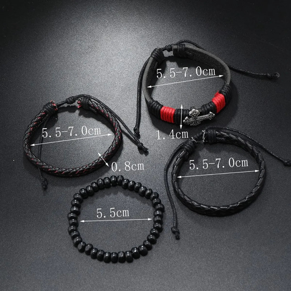 Hip-Hop Punk Cross Pu Leather Unisex Bracelets