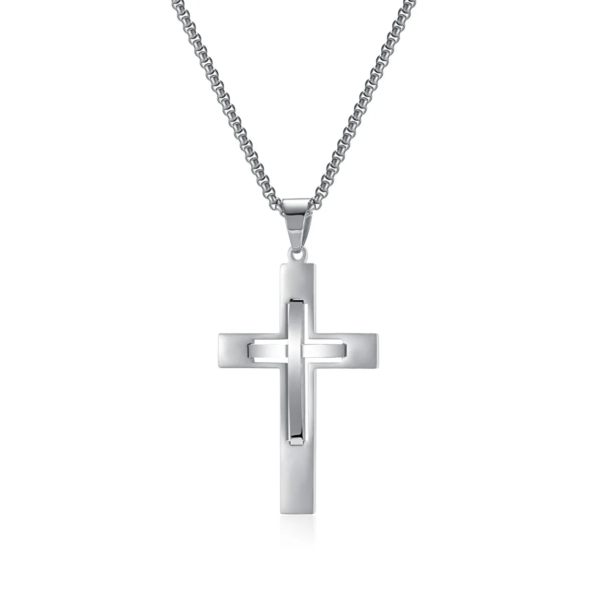 Hip-Hop Punk Cross 304 Stainless Steel Three-Dimensional Men'S Pendant Necklace