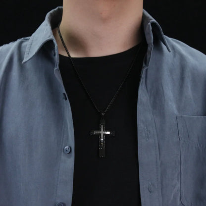 Hip-Hop Punk Cross 304 Stainless Steel Three-Dimensional Men'S Pendant Necklace