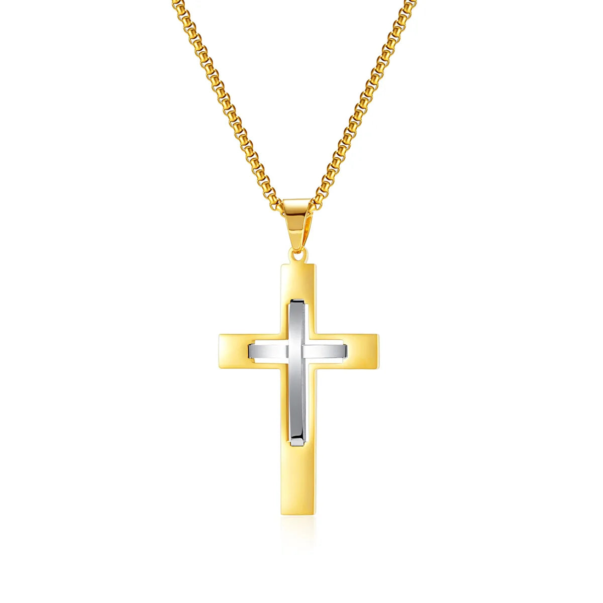 Hip-Hop Punk Cross 304 Stainless Steel Three-Dimensional Men'S Pendant Necklace