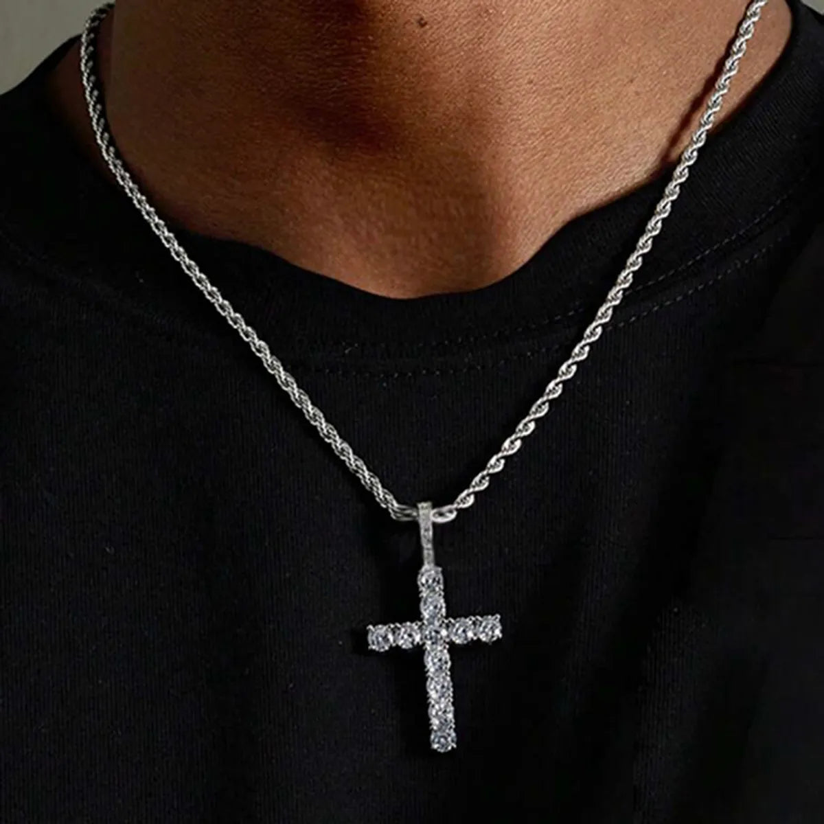 Hip-Hop Punk Cross Titanium Steel Chain Women'S Pendant Necklace